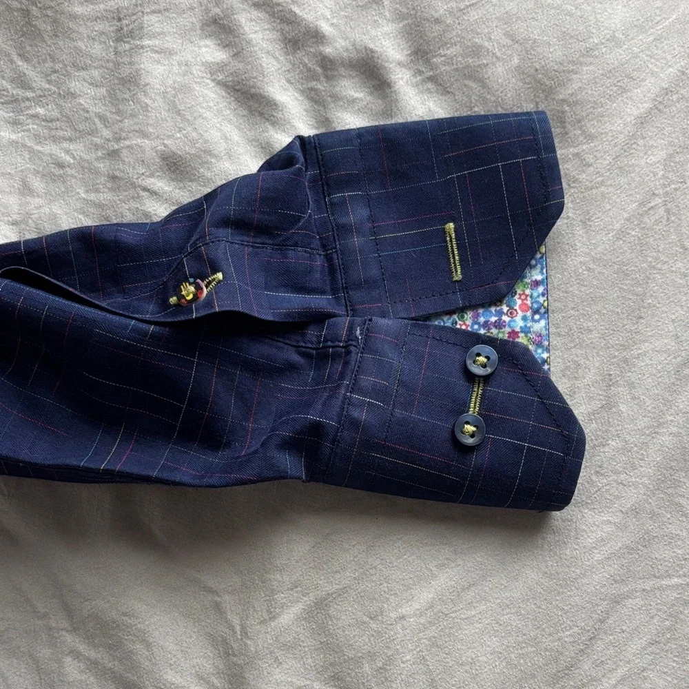 Stylish Navy Checkered Men's Button-Down Shirt